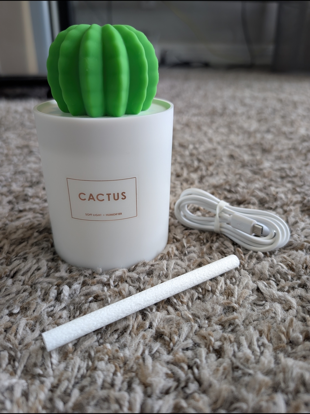 Cactus Soft Light Humidifier - White & Bright Green